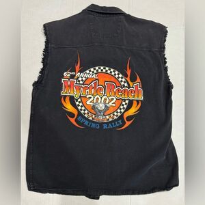 Biker Design Size L Sleeveless Frayed Vest 2002 Myrtle Beach Spring Rally